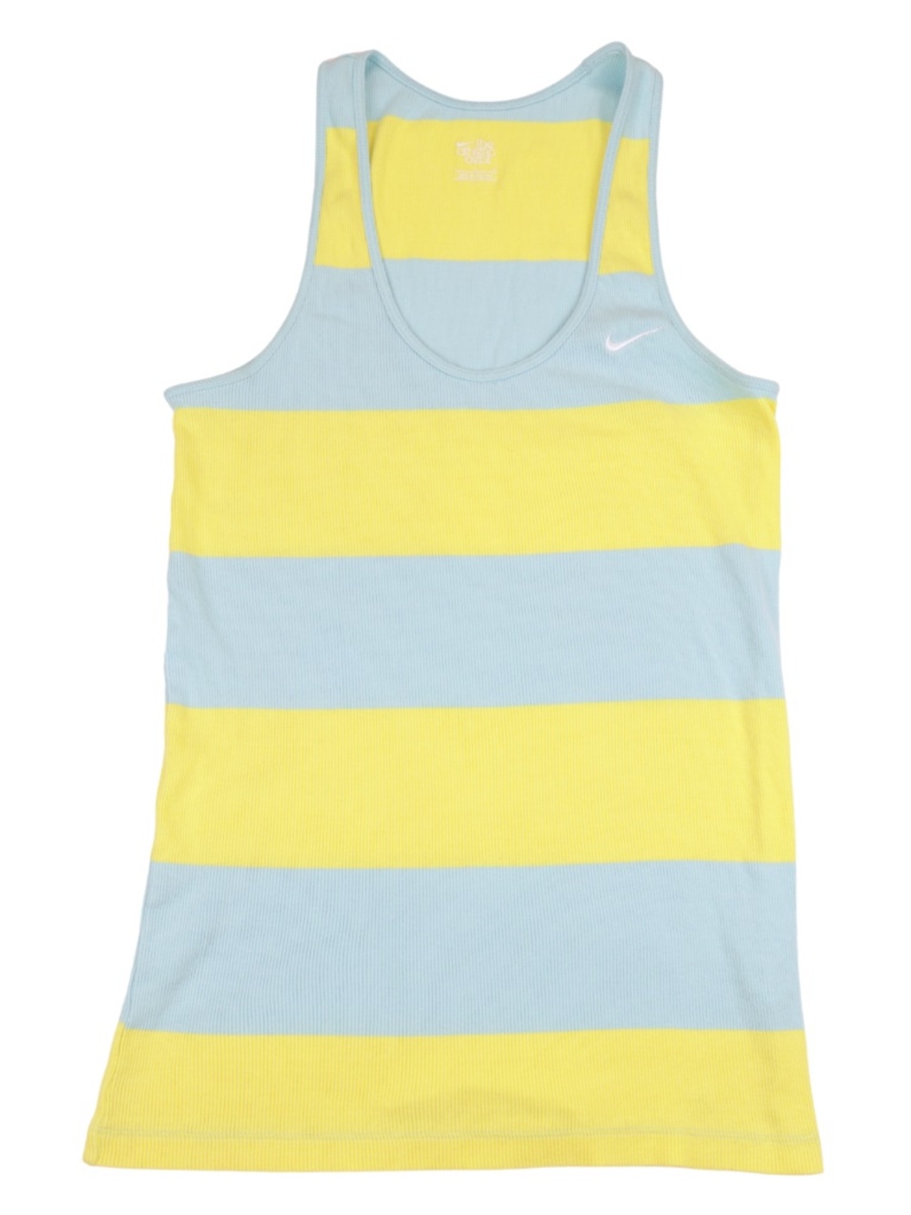 Nike Athletic Dept Aqua Yellow Ribbed Tank Top Size Large
